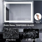 Miroir de salle de bain double source lumineuse, trois modes d'éclairage