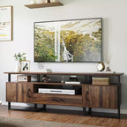 75 Inch Industrial TV Stand - Mid Century Modern Media Console with Storage Drawer & Cabinet, 70 Entertainment Center, Rustic Brown