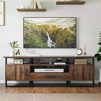 Meuble TV industriel de 75 pouces - Meuble TV moderne du milieu du siècle avec tiroir de rangement et armoire, meuble TV de 70, brun rustique