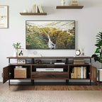 Meuble TV industriel de 75 pouces - Meuble TV moderne du milieu du siècle avec tiroir de rangement et armoire, meuble TV de 70, brun rustique