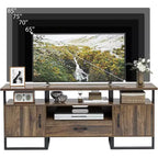Meuble TV industriel de 75 pouces - Meuble TV moderne du milieu du siècle avec tiroir de rangement et armoire, meuble TV de 70, brun rustique