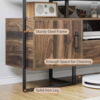 Meuble TV industriel de 75 pouces - Meuble TV moderne du milieu du siècle avec tiroir de rangement et armoire, meuble TV de 70, brun rustique
