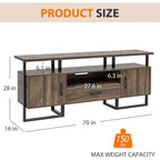 Meuble TV industriel de 75 pouces - Meuble TV moderne du milieu du siècle avec tiroir de rangement et armoire, meuble TV de 70, brun rustique