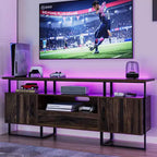 Meuble TV industriel de 75 pouces - Meuble TV moderne du milieu du siècle avec tiroir de rangement et armoire, meuble TV de 70, brun rustique