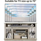 Meuble TV de ferme de 65 pouces avec 2 portes en acrylique - Meuble de divertissement en bois avec rangement pour salon/chambre à coucher