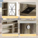 Meuble TV de ferme de 65 pouces avec 2 portes en acrylique - Meuble de divertissement en bois avec rangement pour salon/chambre à coucher