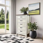 Commode de ferme, commode en bois rustique à 5 tiroirs pour placard, commode haute avec poignées métalliques