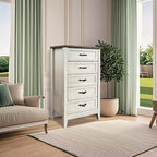 Commode de ferme, commode en bois rustique à 5 tiroirs pour placard, commode haute avec poignées métalliques