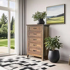 Commode de ferme, commode en bois rustique à 5 tiroirs pour placard, commode haute avec poignées métalliques