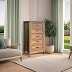 Commode de ferme, commode en bois rustique à 5 tiroirs pour placard, commode haute avec poignées métalliques