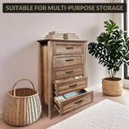 Commode de ferme, commode en bois rustique à 5 tiroirs pour placard, commode haute avec poignées métalliques