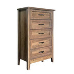 Farmhouse Dresser, Rustic Wood 5 Drawer Dresser for Closet, Tall Chest of Drawers with Metal Handles