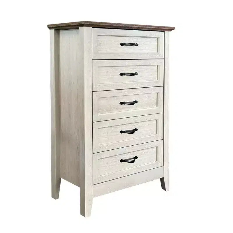 Commode de ferme, commode en bois rustique à 5 tiroirs pour placard, commode haute avec poignées métalliques