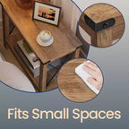 Table d'appoint à 2 niveaux de style ferme avec étagère inférieure, table d'appoint compacte pour le salon et la chambre, table de chevet pour les petits espaces, brun miel