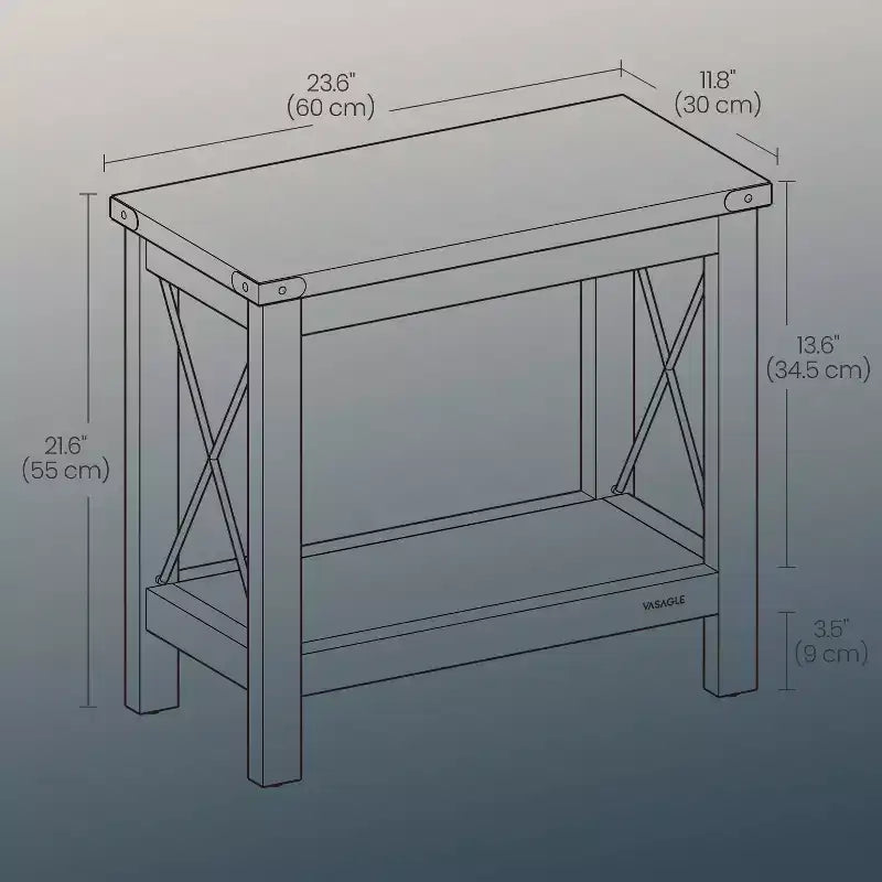 Table d'appoint à 2 niveaux de style ferme avec étagère inférieure, table d'appoint compacte pour le salon et la chambre, table de chevet pour les petits espaces, brun miel