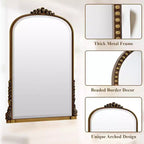 Miroir mural 40x28, miroir à perles arqué avec cadre en métal, miroir décoratif de salle de bain pour entrée, chambre ou salon