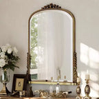 Miroir mural 40x28, miroir à perles arqué avec cadre en métal, miroir décoratif de salle de bain pour entrée, chambre ou salon