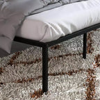 Cadre de lit double en métal avec rangement, support à lattes en acier robuste, capacité de 450 kg, sommier tapissier non requis, noir 40 cm