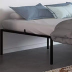 Cadre de lit double en métal avec rangement, support à lattes en acier robuste, capacité de 450 kg, sommier tapissier non requis, noir 40 cm