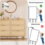 Commode à 6 tiroirs en rotin, commode moderne avec pieds et poignées, commode double large avec dispositif anti-basculement pour chambre à coucher, salon