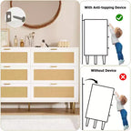 Commode à 6 tiroirs en rotin, commode moderne avec pieds et poignées, commode double large avec dispositif anti-basculement pour chambre à coucher, salon
