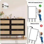 Commode à 6 tiroirs en rotin, commode moderne avec pieds et poignées, commode double large avec dispositif anti-basculement pour chambre à coucher, salon