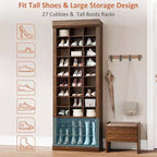 Meuble à chaussures avec 27 casiers, organisateur de rangement de chaussures haut à 10 niveaux avec espace pour bottes, étagère à chaussures autoportante pour entrée, couloir, placard