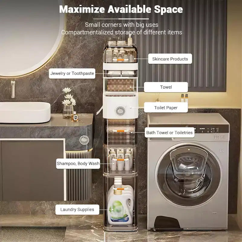 Meuble de rangement ultra-mince pour salle de bain - Organisateur étroit à roulettes pour buanderie/cuisine/bureau, prêt à l'emploi
