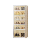 9 Tier Foldable Shoe Rack Organizer, Collapsible Shoe Storage Cabinet with Lids and Magnetic Clear Door , Shoes Storage Boxes for Hallway