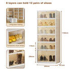 Meuble à chaussures pliable à 9 niveaux, armoire de rangement à chaussures pliable avec couvercles et porte transparente magnétique, boîtes de rangement pour chaussures pour couloir