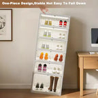 Meuble à chaussures pliable à 9 niveaux, armoire de rangement à chaussures pliable avec couvercles et porte transparente magnétique, boîtes de rangement pour chaussures pour couloir