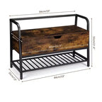 Banc à chaussures, Banc de rangement à chaussures avec couvercle relevable, Banc d'entrée, Organisateur de rangement à chaussures en métal et bois pour l'entrée, la chambre, le placard, le salon