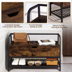 Banc à chaussures, Banc de rangement à chaussures avec couvercle relevable, Banc d'entrée, Organisateur de rangement à chaussures en métal et bois pour l'entrée, la chambre, le placard, le salon