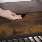 Banc à chaussures, Banc de rangement à chaussures avec couvercle relevable, Banc d'entrée, Organisateur de rangement à chaussures en métal et bois pour l'entrée, la chambre, le placard, le salon
