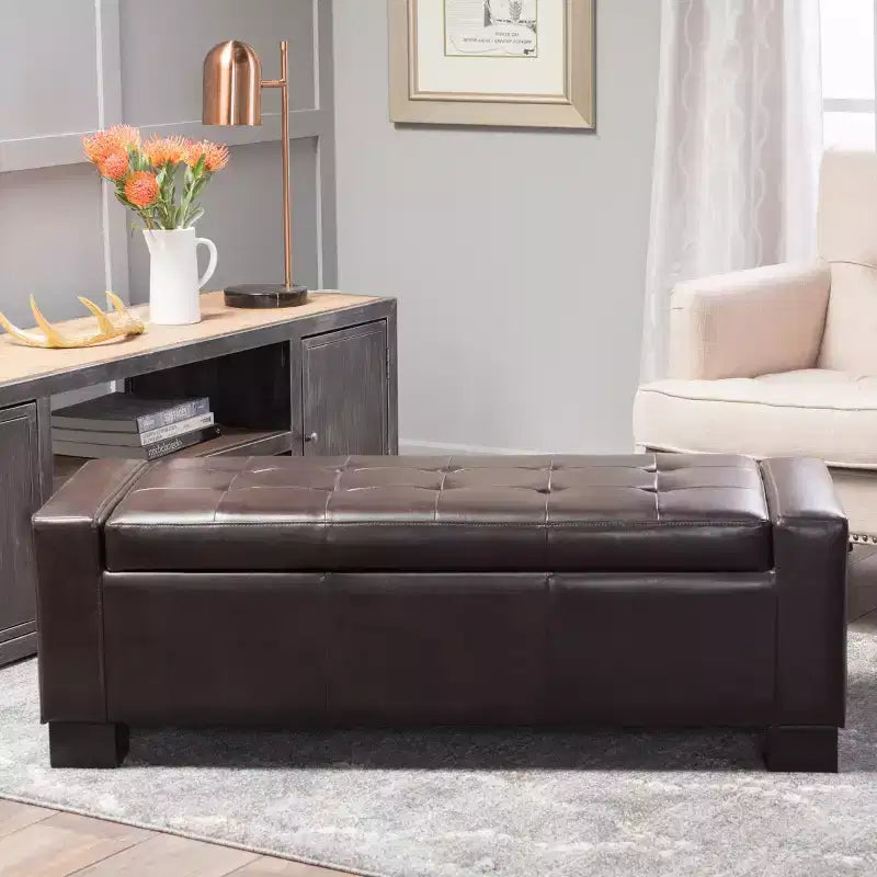 Banc ottoman de rangement capitonné contemporain