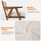 Fauteuil d'appoint de ferme du milieu du siècle - Fauteuil en bois avec dossier en rotin et coussin en lin pour salon, chambre à coucher - Beige, montage facile