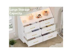 Commode, commode éclairée à 6 tiroirs avec station de charge et étagère de rangement, commode en bois, meuble de rangement moderne pour chambre à coucher, salon