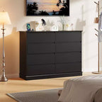 Commode à 8 tiroirs pour chambre à coucher, commode avec tiroirs profonds, grande commode double pour placard avec plateau large, commode horizontale en bois