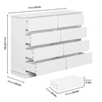 Commode à 8 tiroirs pour chambre à coucher, commode avec tiroirs profonds, grande commode double pour placard avec plateau large, commode horizontale en bois