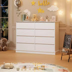Commode à 8 tiroirs pour chambre à coucher, commode avec tiroirs profonds, grande commode double pour placard avec plateau large, commode horizontale en bois