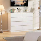 Commode à 8 tiroirs pour chambre à coucher, commode avec tiroirs profonds, grande commode double pour placard avec plateau large, commode horizontale en bois