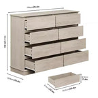 Commode à 8 tiroirs pour chambre à coucher, commode avec tiroirs profonds, grande commode double pour placard avec plateau large, commode horizontale en bois