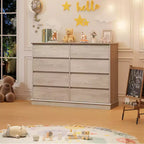 Commode à 8 tiroirs pour chambre à coucher, commode avec tiroirs profonds, grande commode double pour placard avec plateau large, commode horizontale en bois