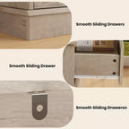 Commode à 8 tiroirs pour chambre à coucher, commode avec tiroirs profonds, grande commode double pour placard avec plateau large, commode horizontale en bois
