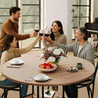 Table à manger ronde pour 4-6 personnes, table de cuisine de 150 cm avec étagère de rangement, table de salle à manger circulaire avec pied, table de petit-déjeuner en bois, sans chaises