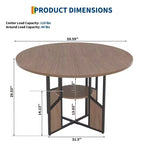 Table à manger ronde pour 4-6 personnes, table de cuisine de 150 cm avec étagère de rangement, table de salle à manger circulaire avec pied, table de petit-déjeuner en bois, sans chaises