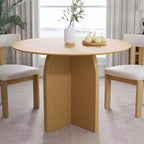 PexFix 42 x42 Solid Wood Round Dining Table with Natural Finish and Elegant Arched Legs for Modern Dining Rooms & Kitchens