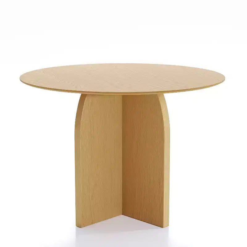Table à manger ronde en bois massif de 42 x 42 po, finition naturelle et pieds élégants arqués pour salles à manger et cuisines modernes