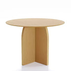 Table à manger ronde en bois massif de 42 x 42 po, finition naturelle et pieds élégants arqués pour salles à manger et cuisines modernes