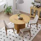 Table à manger ronde en bois massif de 42 x 42 po, finition naturelle et pieds élégants arqués pour salles à manger et cuisines modernes